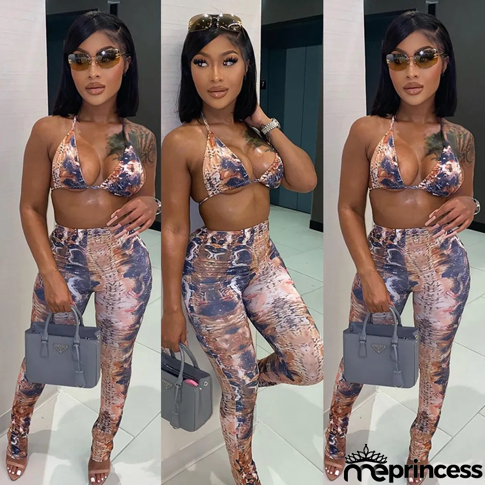 Digital Positioning Printing Sexy Women 2-Piece Set