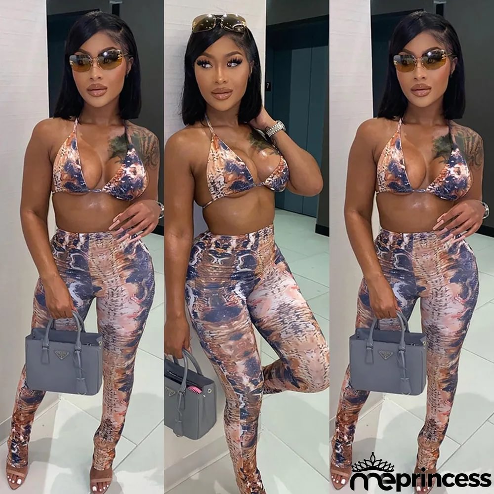 Digital Positioning Printing Sexy Women 2-Piece Set