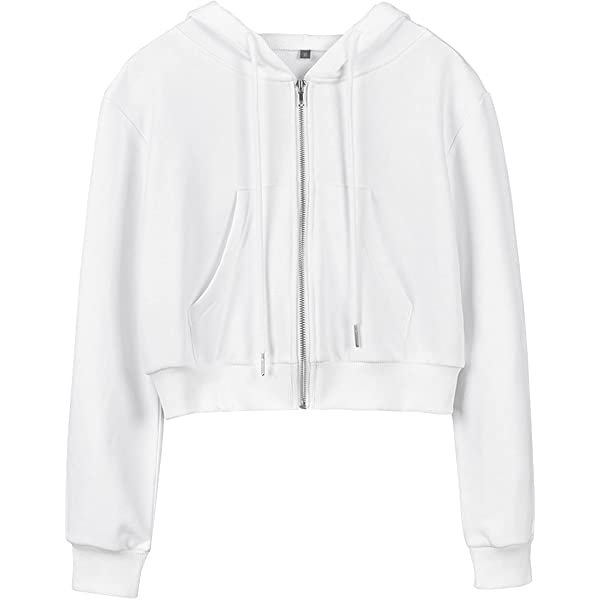 Women's Casual Workout Long Sleeve Crop Tops Zip Up Hoodies Sweatshirts