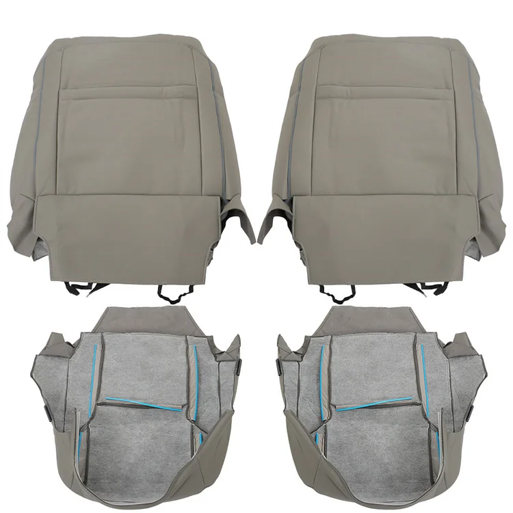 SEBLAFF 4Pcs Gray Driver Passenger Leather Seat Cover Lean Back and Bottom Replacement for 2003-2009 4Runner Sport Utility 4-Door