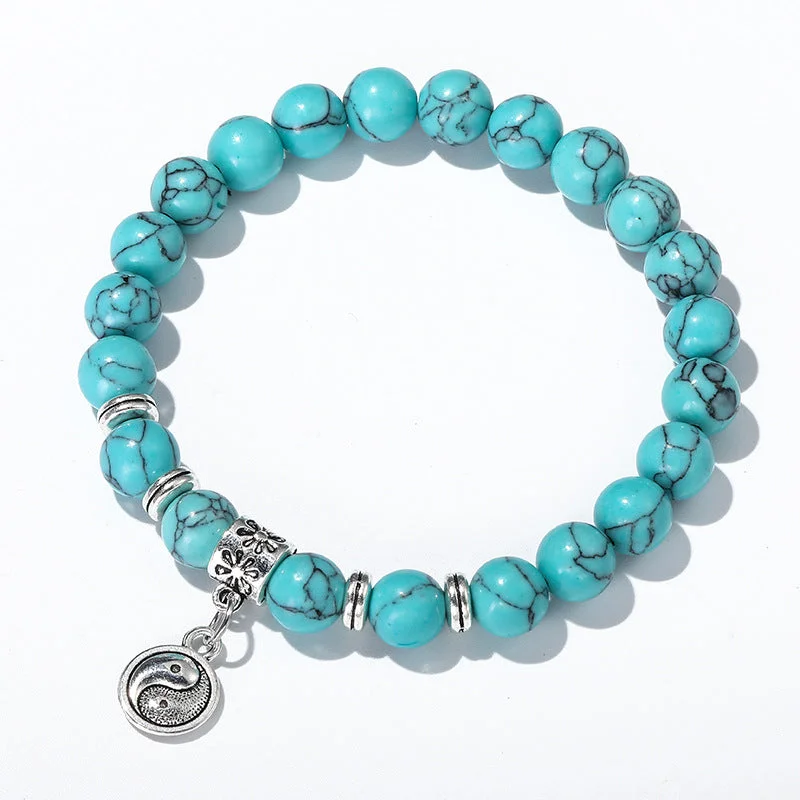 Turquoise Tiger Eye Yin Yang Positive Bracelet