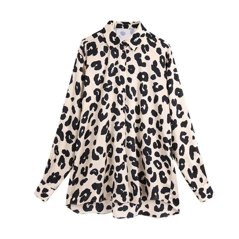 Snian leopard print blouse long sleeve office ladies shirts za autumn spring blusas mujer de moda 2020 femme chandails za tops
