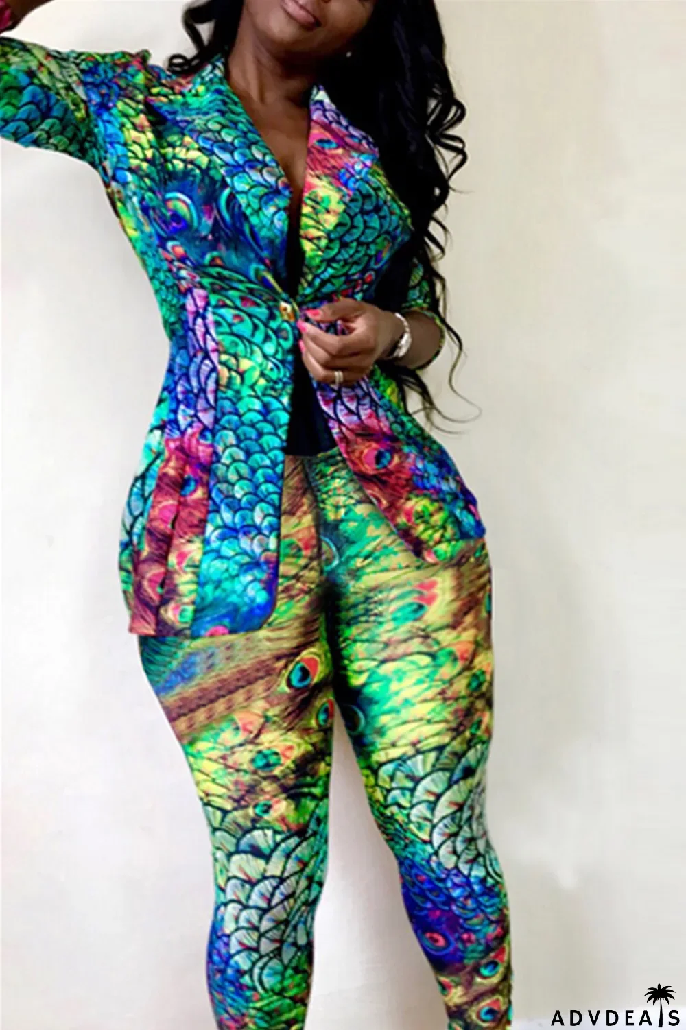 Leopard print Fashion Casual Print Long-Sleeved Two-Piece Suit