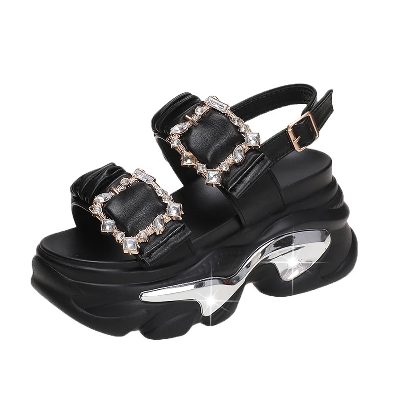 Tanguoant Tanguoant Celebrity Ins Tidal Platform Platform Sandals Female Summer 2023 New Korean Version Of A Word Button Dew Toe Sports Sandals