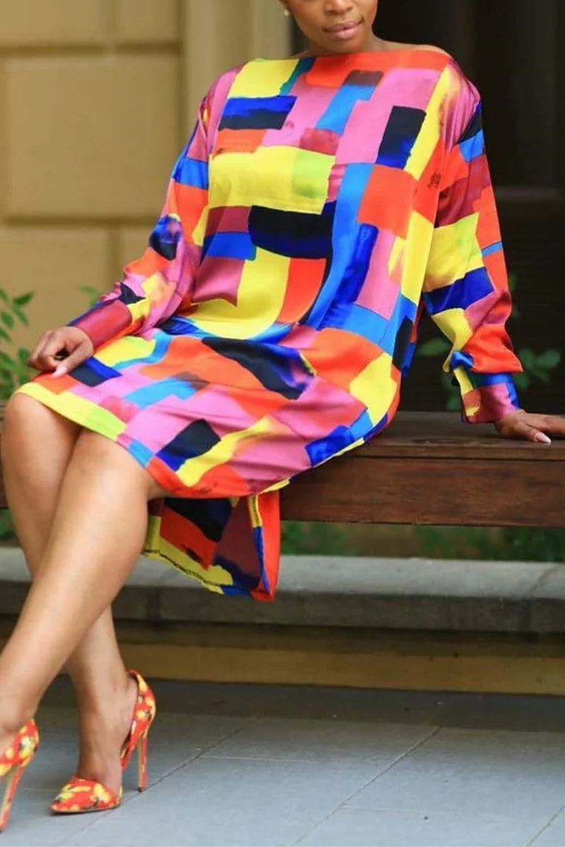 Fashion Loose Print Multicolor Dress