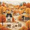 Autumn Town-14CT Counted Cross Stitch 40*40cm/15.75*15.75in
