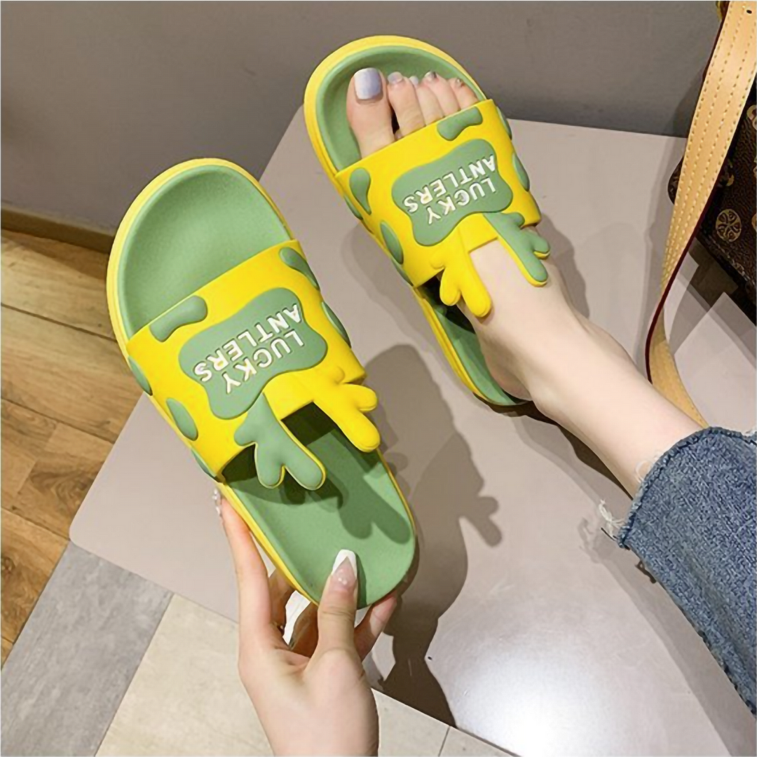 Letclo™ 2021 New Summer Women Open Toe 2cm Heels Cute Cartoon Soft Comfort Non-Slip Bathroom Slippers letclo Letclo