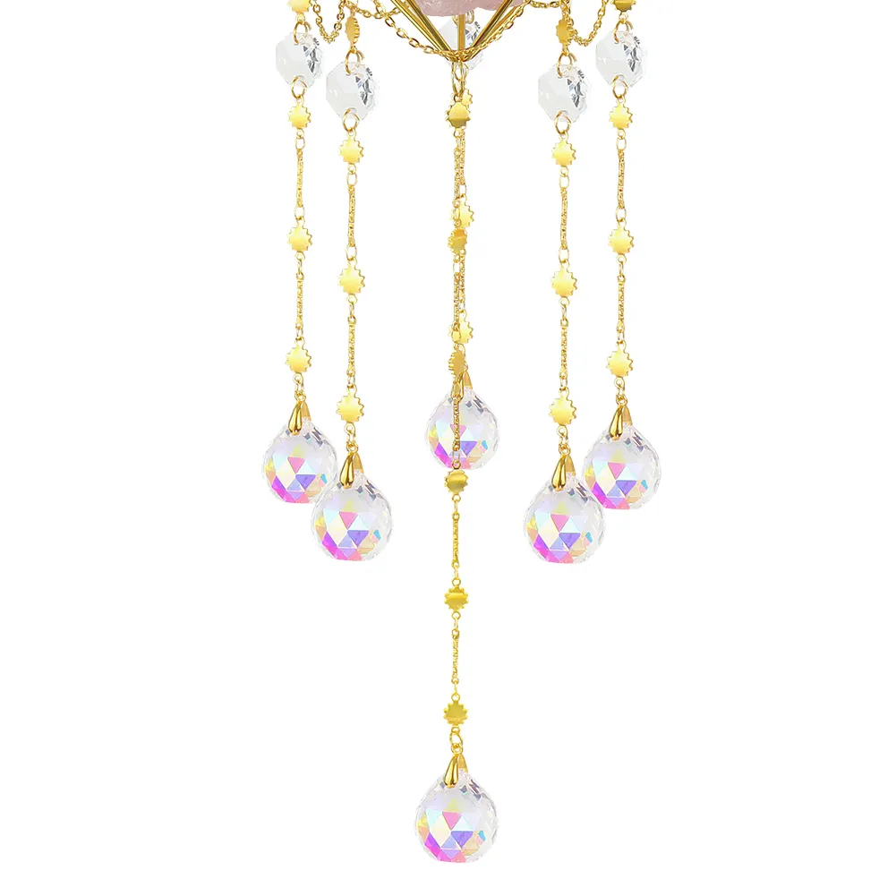 Crystal Wind Chimes Ornaments Moon Star Natural Stone Hanging Pendant Craft