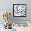 Chouette &agrave; t&ecirc;te blanche - perceuse ronde peinture diamant - 30*30cm