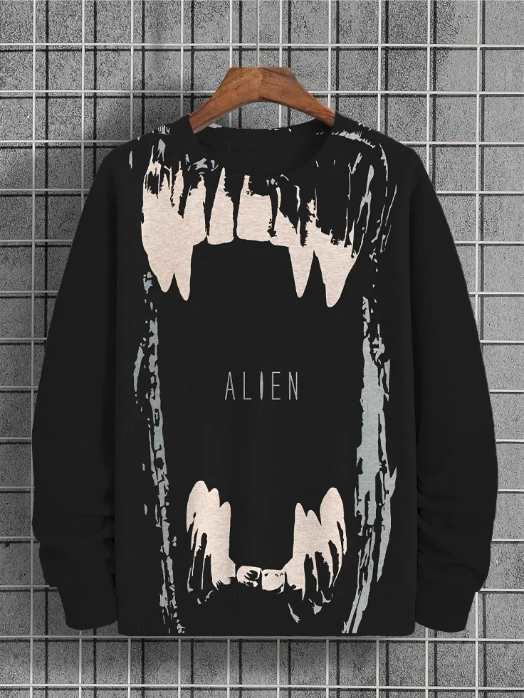 Men's Halloween Alien Print Casual Sweatshirt