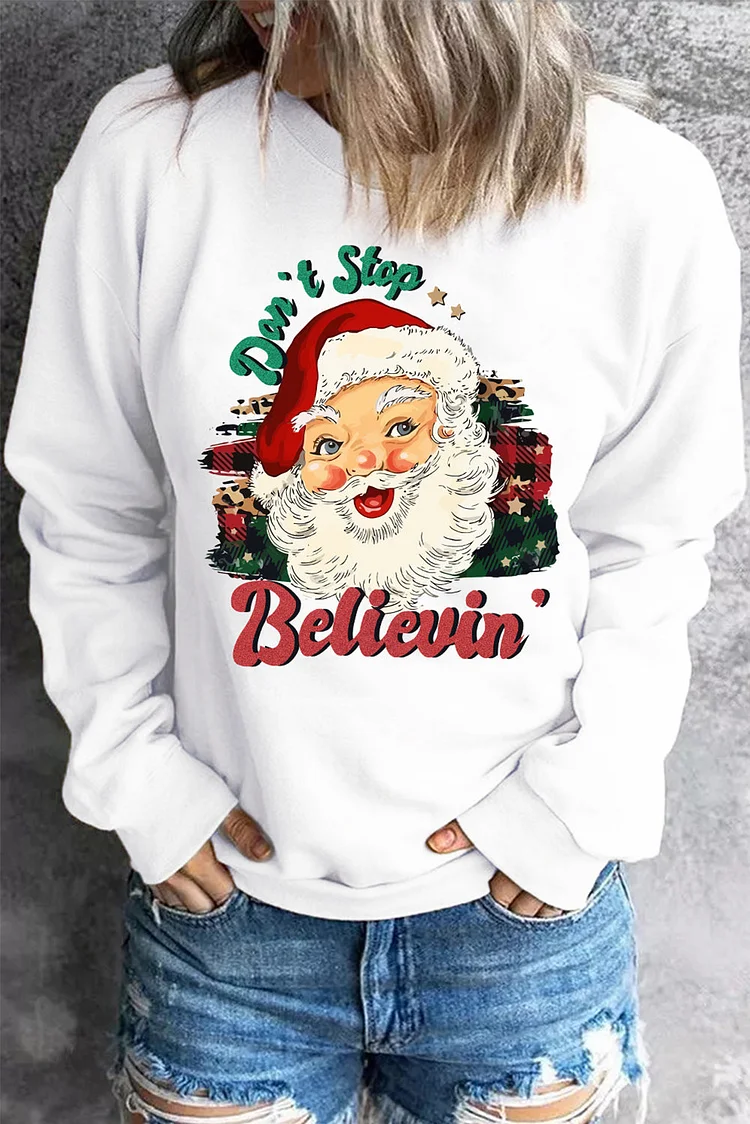 Christmas Santa Claus Round Neck Casual Pullover Sweatshirt-mysite
