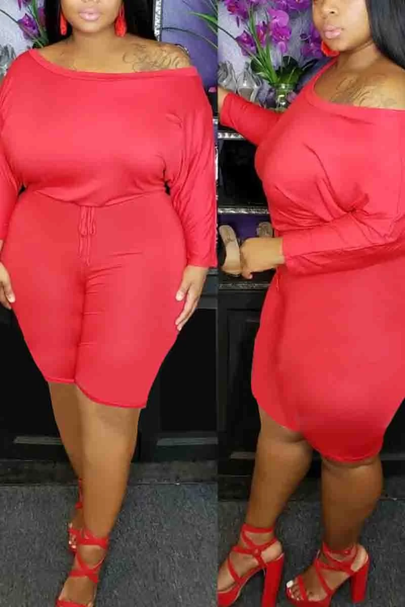 Red Fashion Casual Sexy Tight Rompers | EGEMISS