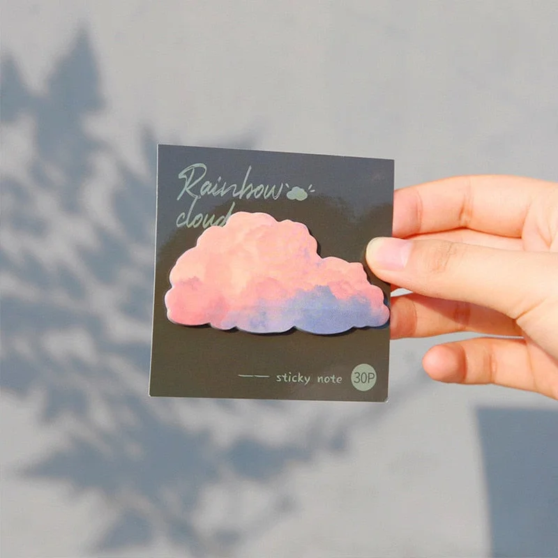 30 Pages Creative Color Self Adhesive Memo Pad Rainbow Clouds Style Sticky Notes Bookmark School Office Stationery Supplies