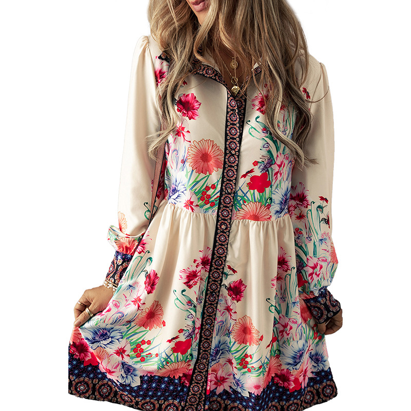 Mature Women Summer Casual Versatile Printed Short Dress