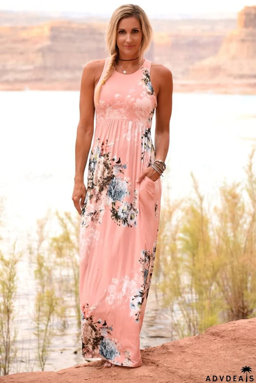 Floral High Waist Maxi Dress