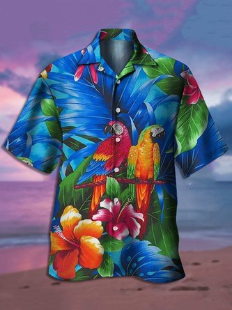 Men's Colorful Print Casual Breathable Hawaiian Short Sleeve Shirt