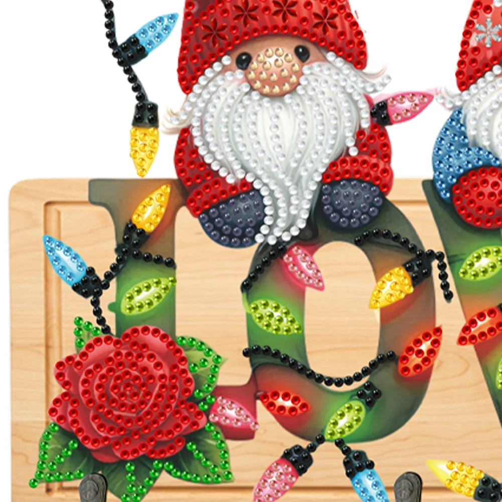 DIY Love And Gnome Wooden Special Shape 3 Hooks No Punch Diamond Painting Hook Rail