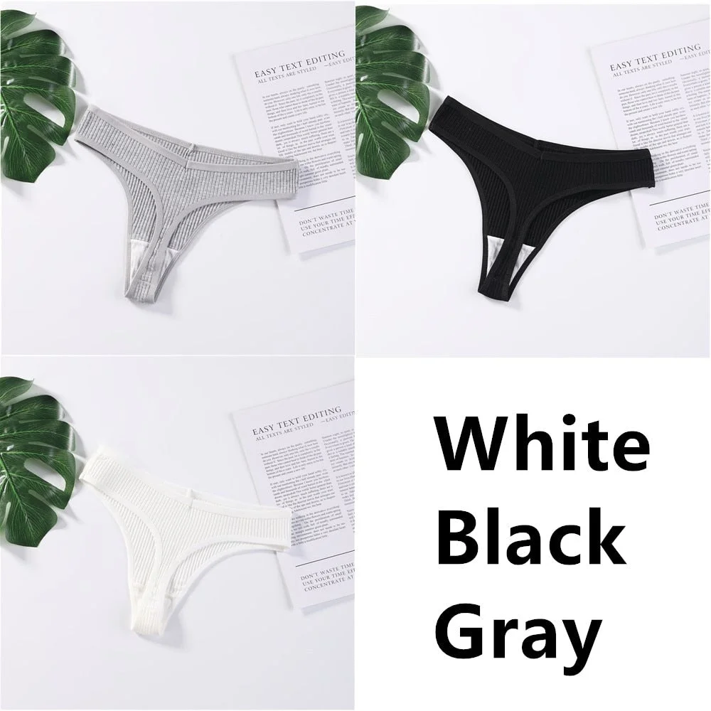 3Pcs/Set Panties G-String Ladies Sexy Panties Ladies Ladies Thong Underwear Low Waist Solid Comfortable Cotton Panties Lingerie