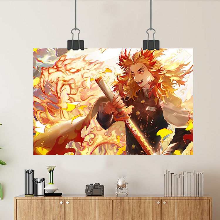 Demon Slayer-Flame Pillar:Kyojuro Rengoku/Custom Poster/Canvas/Scroll Painting/Magnetic Painting