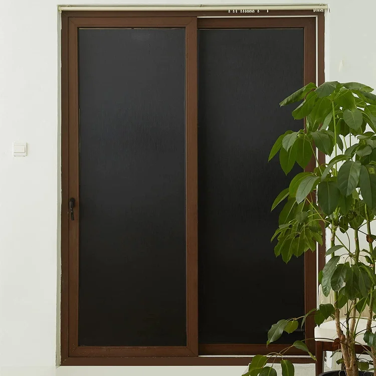  Total Blackout Window Privacy Film Static Cling Window Film Sun Blocking Room Darkening Window Tint Black Window Cover 100% Light Blocking No Glue