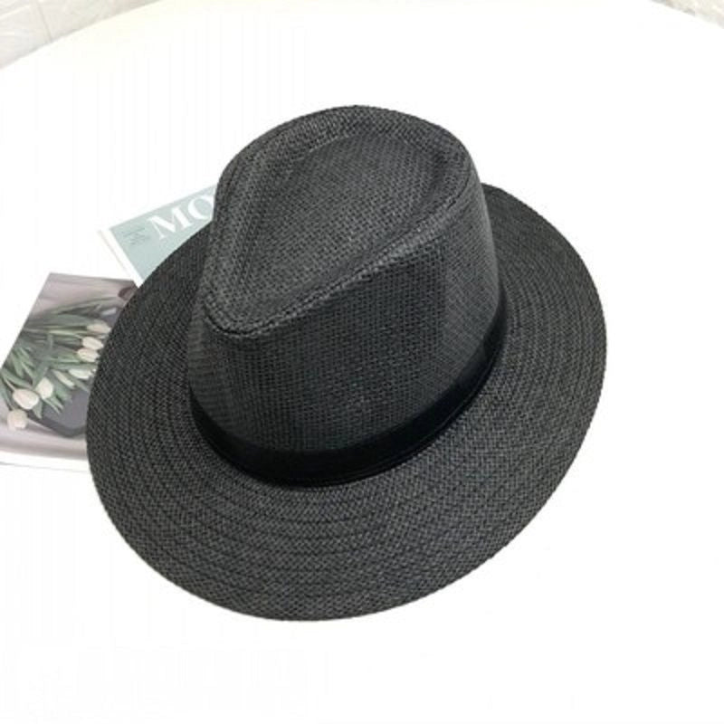 Paper Grass Large Flat Brim Top Hat Summer Sun Protection Sun Hat Panama Straw Hat Men’s Outdoor Sun Hat