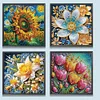 (4er-Pack) Blumen - speziell geformtes Diamantgemälde - 30*30cm