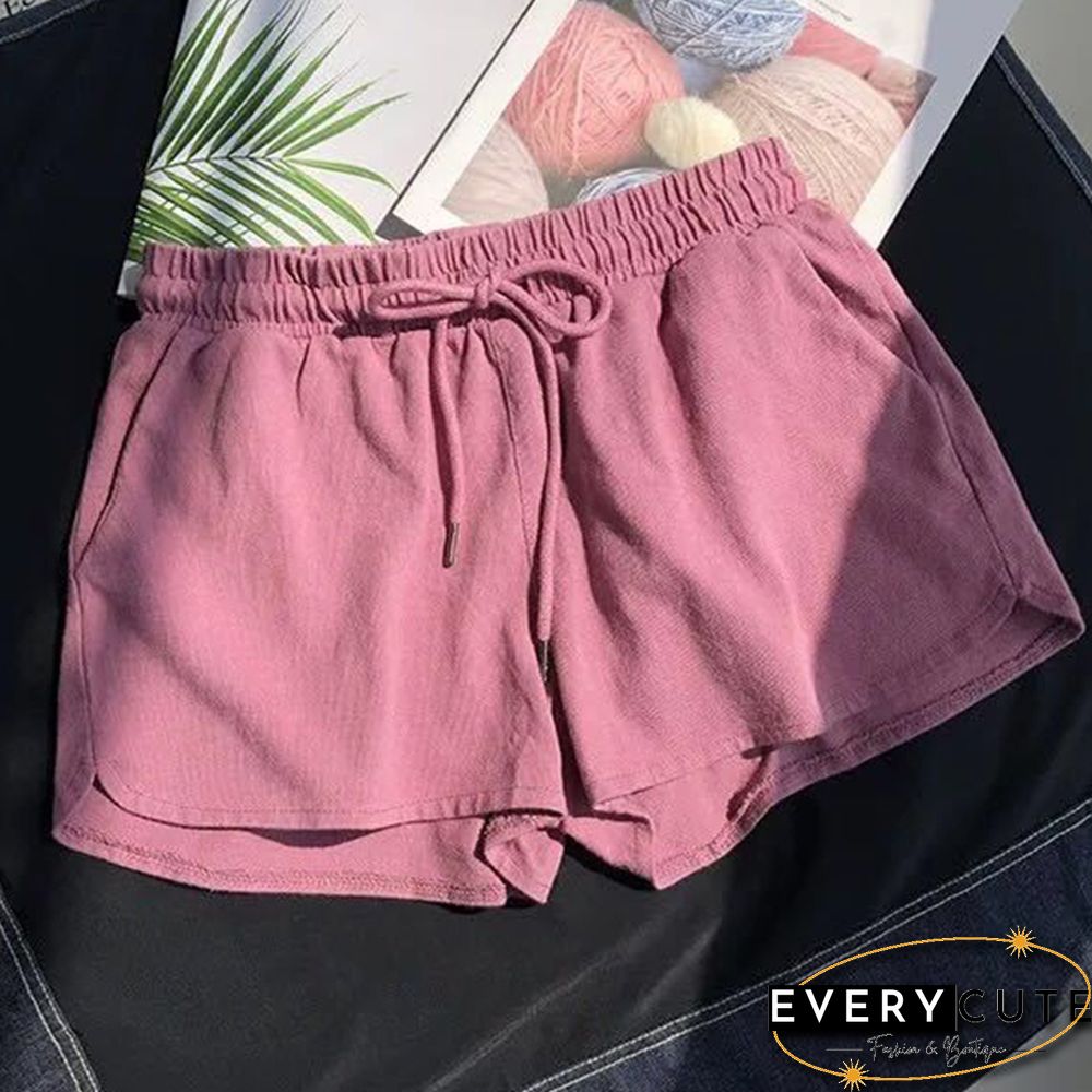 Women Shorts Summer Casual Solid Drawstring Shorts High Waist Loose Shorts For Girls Soft Cool Female Short S-3XL