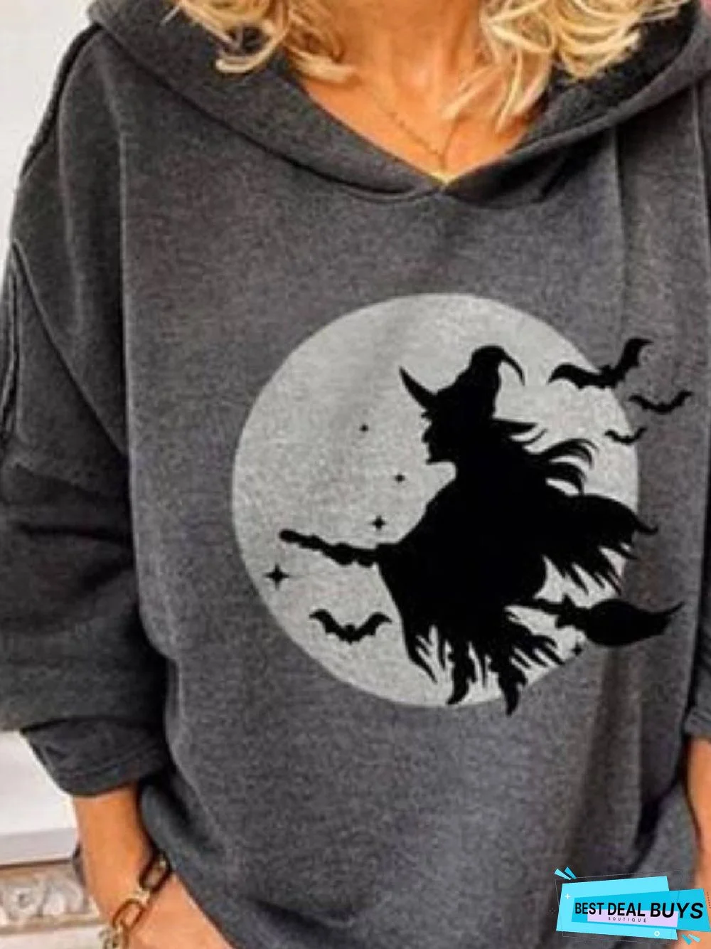 Casual Printed Hooded Sweatshirt