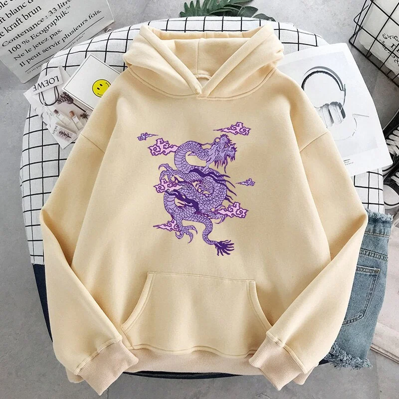 Dragon Print Hoodies Unisex Women and men sweatshirt Hoodie Cute Hip hop Ullzang Harajuku Korean Funny punk top dropshipping