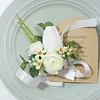 10PCS White Wedding Catering Bridal Groom Guests Corsage Boutonniere Wrist Artificial Flower Bouquets
