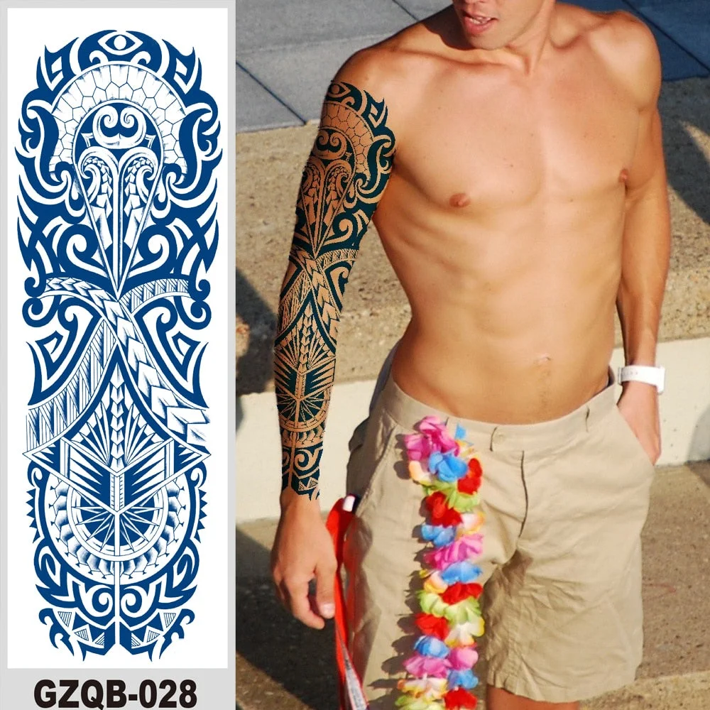 Temporary Flower Full Arm Waterproof Tattoo Stickers Banshee Warrior Crane Angel Lotus Juice Ink Men Women Girl Leg Fake Tatoo