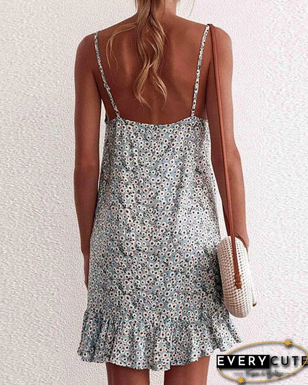 Chic Floral Slip Camisole Neckline Shift Dress