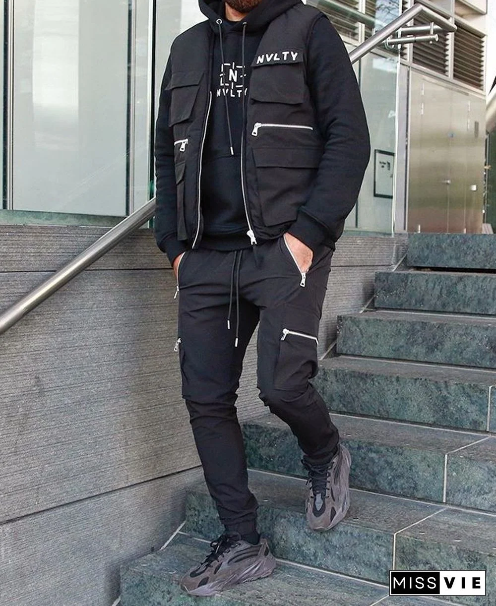 Sports And Leisure Zipper Multi-Pocket Trousers Men's Fitness Running Training Pants