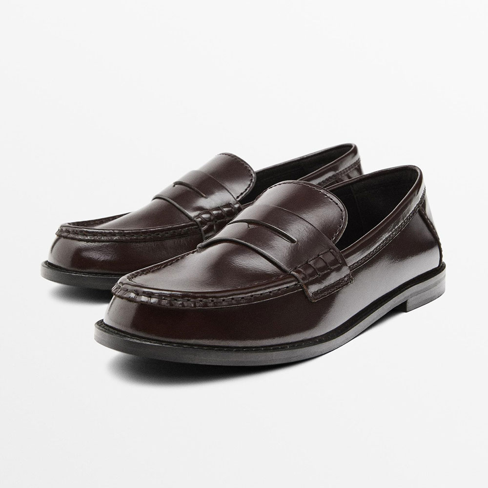 Round Toe Flat Stitching Slip On Penny Loafers Women In Brown round-toe-flat-stitching-slip-on-penny-loafers-women-in-brown