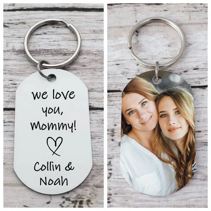 Personalized Mother Photo Keychain We Love You Mommy Keyring