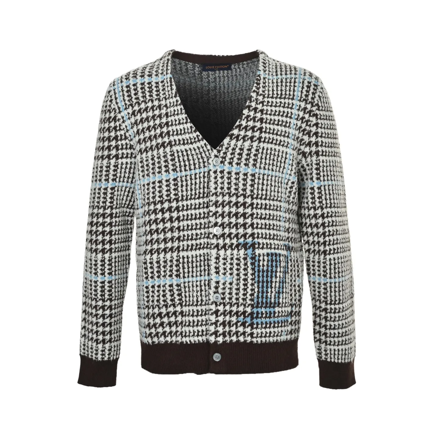 Men's Houndstooth Knit Cardigan - Front View