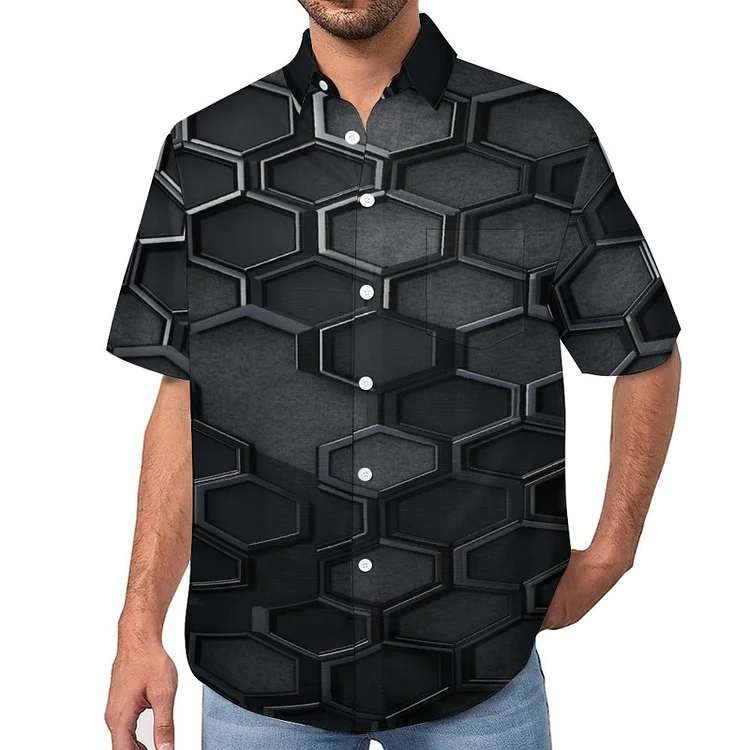 A Short Sleeved Shirt HEXAGONAL BLACK  customized, personalized, gift