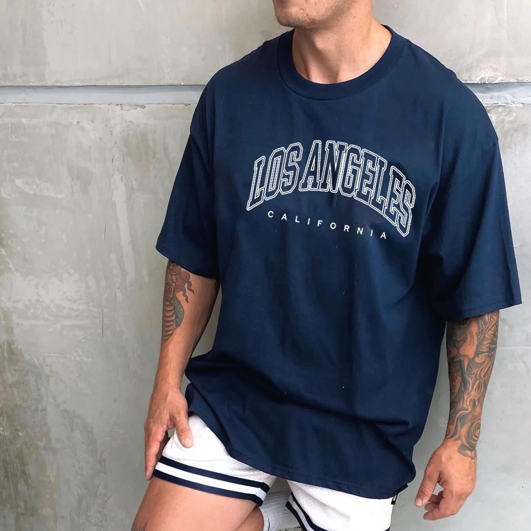 Men's Oversized Vintage Los Angeles T-Shirt、、URBENIE