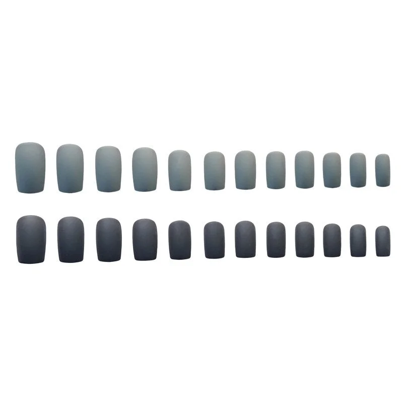 24pcs/Set Mixed Dark Grey Fake Nails Square Long European Matte False Nails Women Manicure Full Finger Nail Art Tips with Glue-Nail Inspo