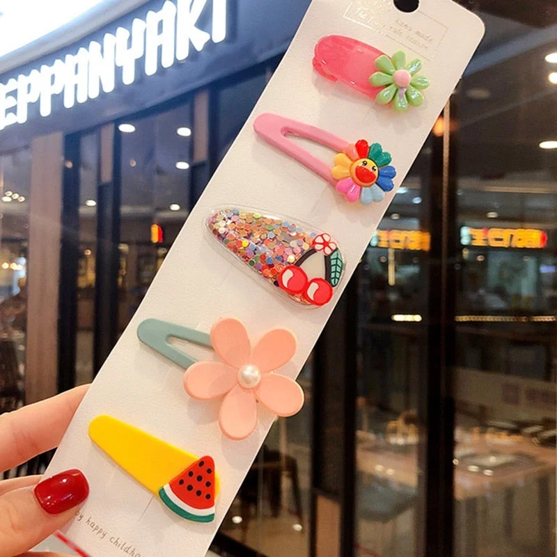5/15 Pcs/Set Girls Cute Cartoon Animals Fruit 5 Cm Hairpins Children Lovely Hair Clips Barrettes Gift Kids Hair Accessories Gift