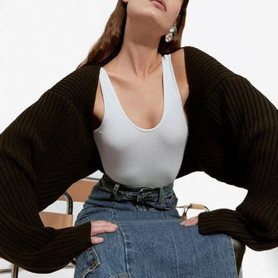 sweater Knitted Cardigans  cropped  Autumn Fashion  Women Streetwear Long Sleeve Crop Top Casual Sexy  Outerwear Female Sweater