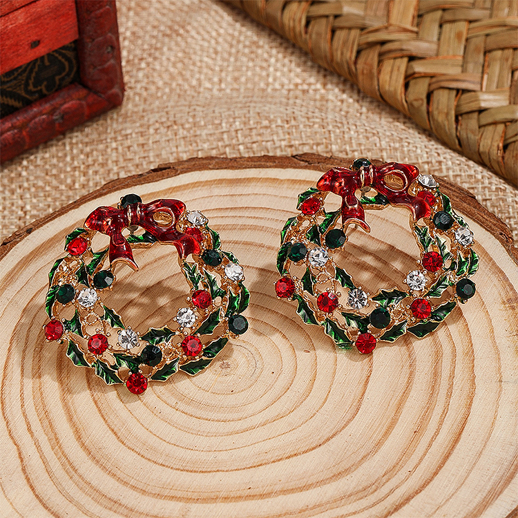 Christmas Wreath Metal Earrings