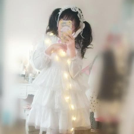 S/M/L White Lolita Sweet Princess Dress With Strawberry Embroidery SP165170