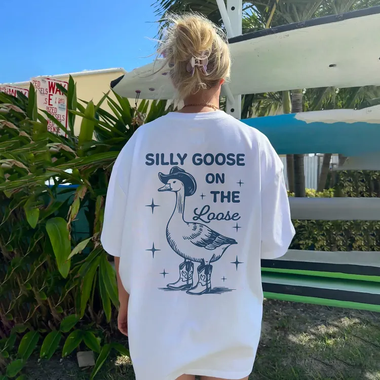 Silly Goose On The Loose Printed Women's T-shirt