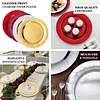 10 Pack | Burgundy Disposable 13" Charger Plates, Cardboard Serving Tray, Round with Leathery Texture - 1100 GSM