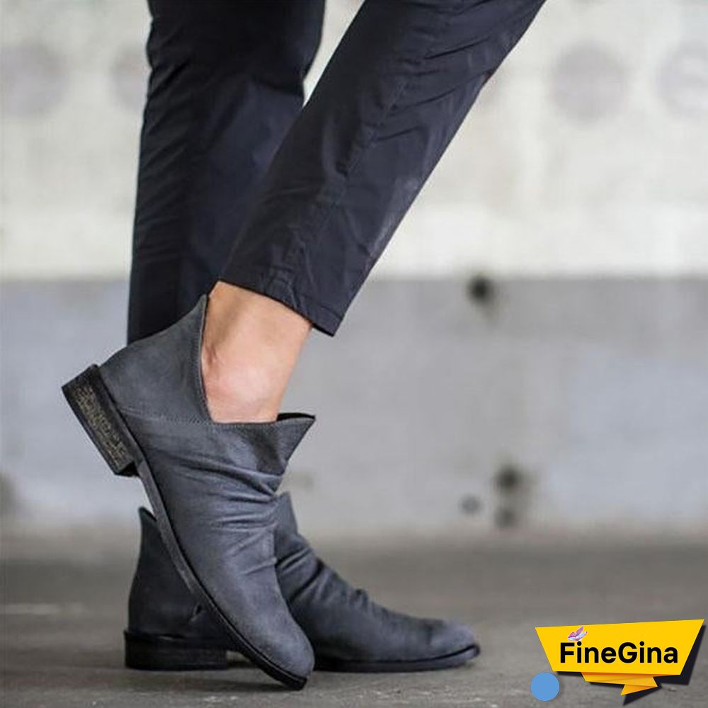 Slip-On Low Heel Casual Boots