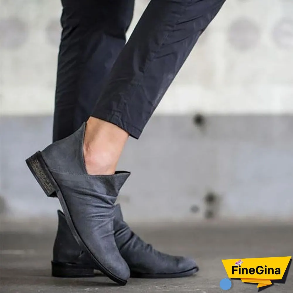 Slip-On Low Heel Casual Boots