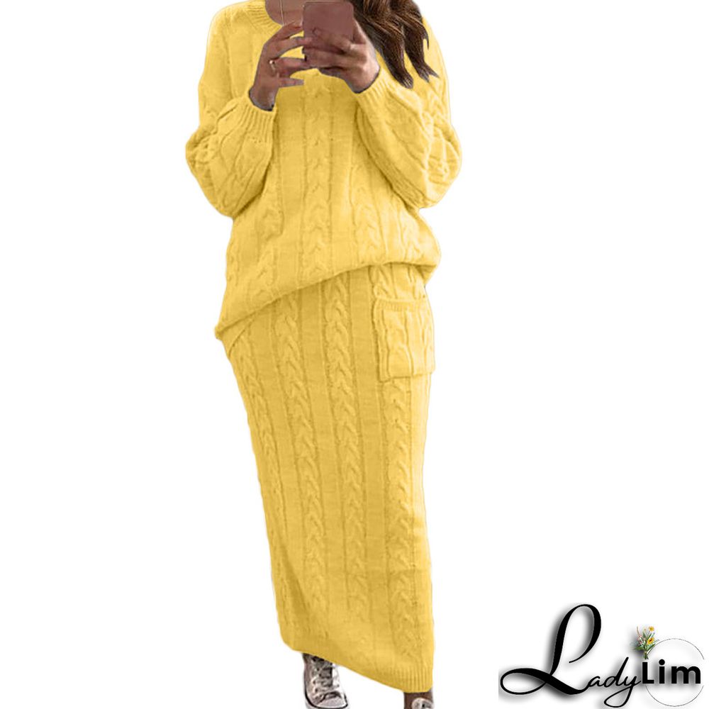 Autumn and winter women's fashion twist sweater suit set