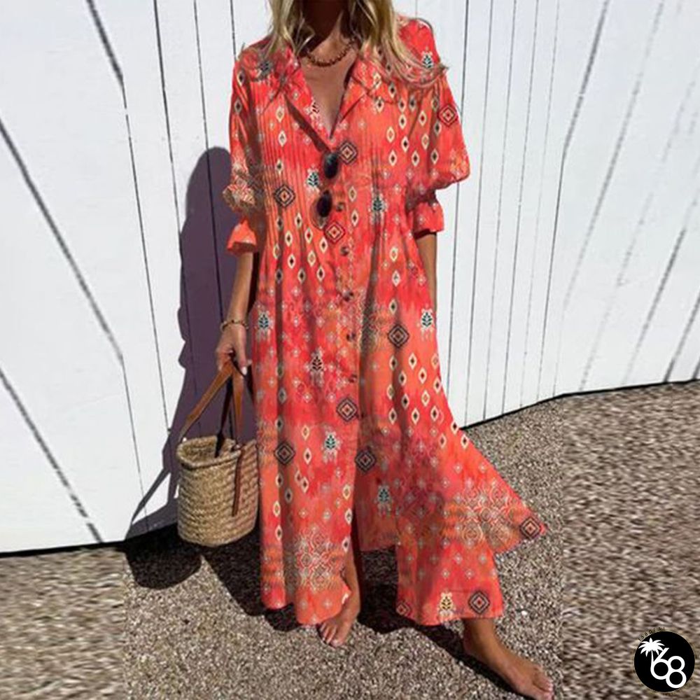 Showy Orange Short Sleeve Maxi Dress | 168DEAL