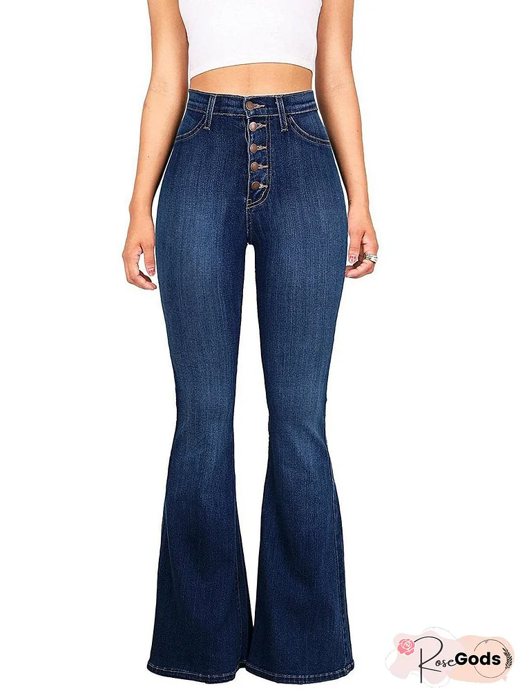 Slim Fitting High Waist Flare Jeans